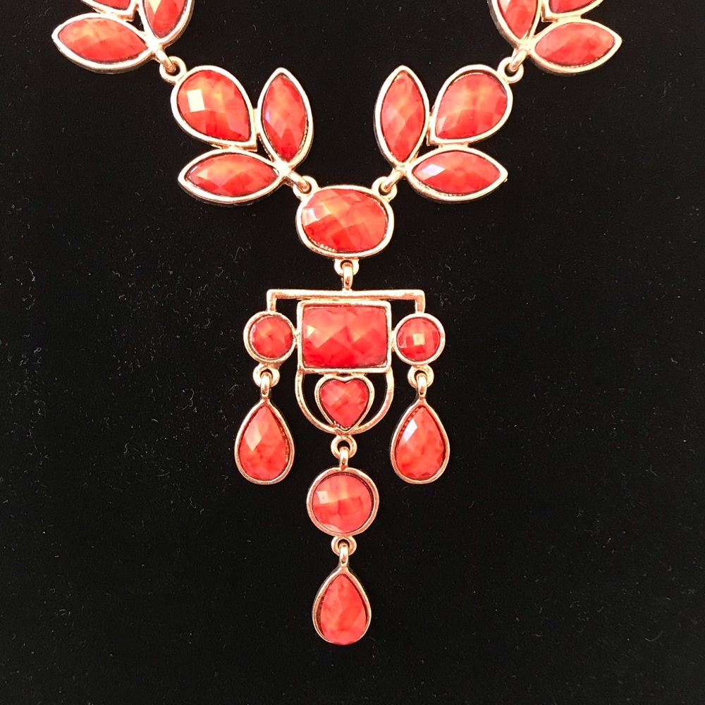 Amrita Singh Orange Stone Statement Necklace - image 2